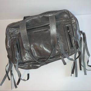 McQ Alexander McQueen Gray Leather Loveless Purse